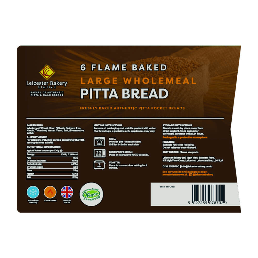 Wholemeal Pitta Bread 6 Pieces